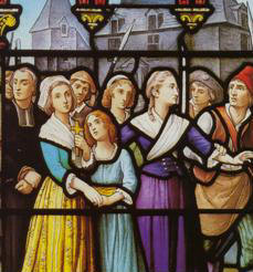 foreground from left: Jacques Ledoyen (first); Louise Déan de Luigné (fourth); and Louise-Olympe Rallier de la Tertinière (fifth)